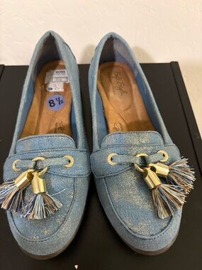Women’s Denim Tassel Loafers - Light Blue
